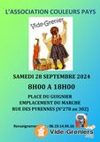 Vide-grenier COULEURS PAYS Samedi 28 septembre 2024 Paris 20